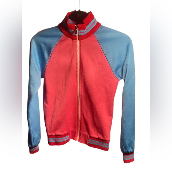 Authentic Girls Gucci Red Blue Designer Sweatshirt Ribbed Collar Back Logo 10 - Picture 2 of 6